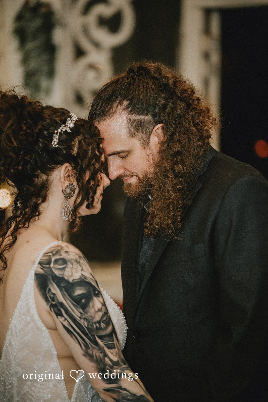 Romantic portrait of the newlyweds