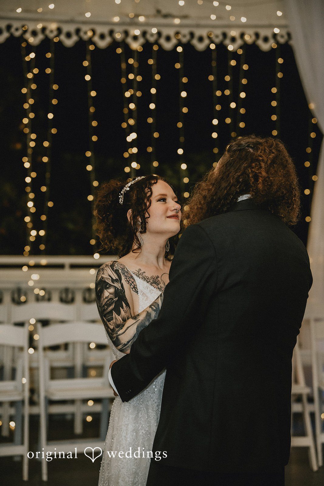 Newlyweds embracing