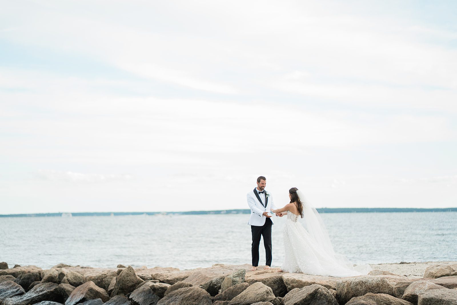 the-wharf-airy-boston-lia-cam-027-50 Bride and groom on the jetty