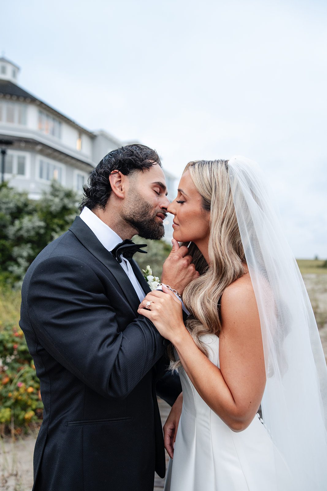 Bride and groom sharing a laugh