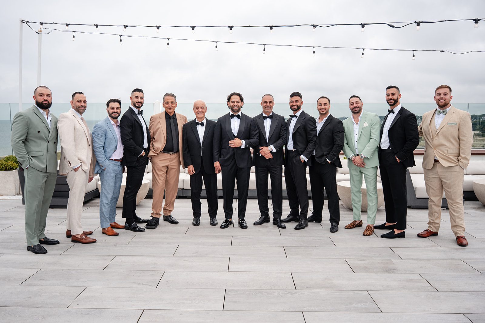 Groom with his groomsmen on the deck