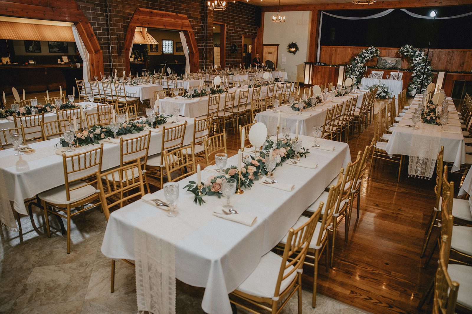 Reception tables set with greenery at The Z Hall