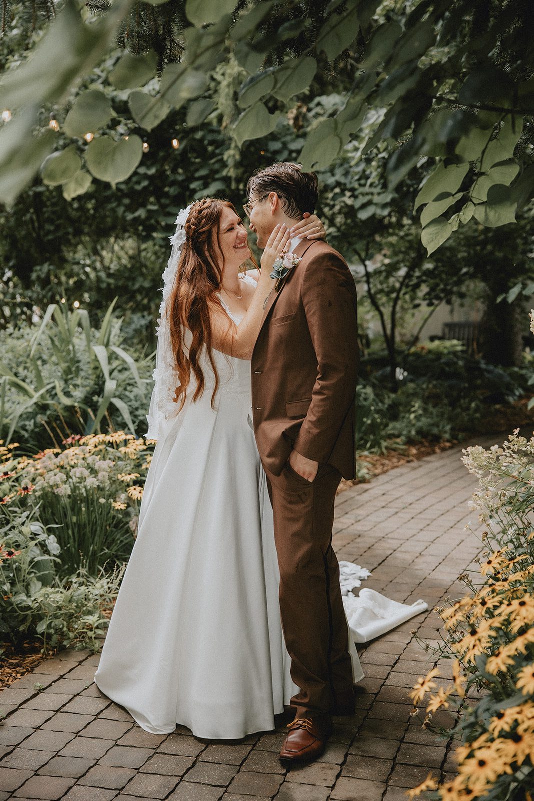 Bride and groom forehead to forehead