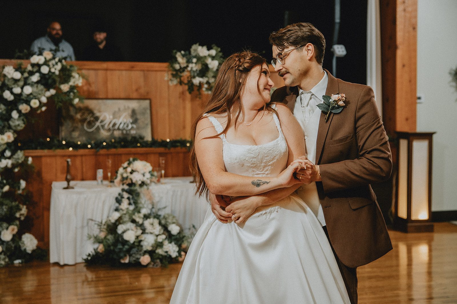 Bride and groom swaying on the dance floor at The Z Hall