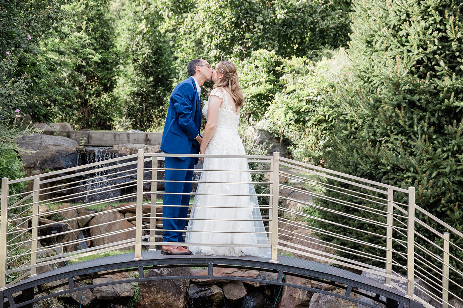 Couple standing on the bridge Couple standing on the bridge