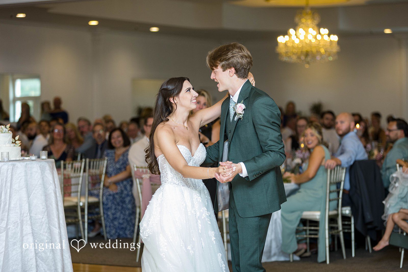 First dance surrounded by guests at Tremont Cityside Ballroom