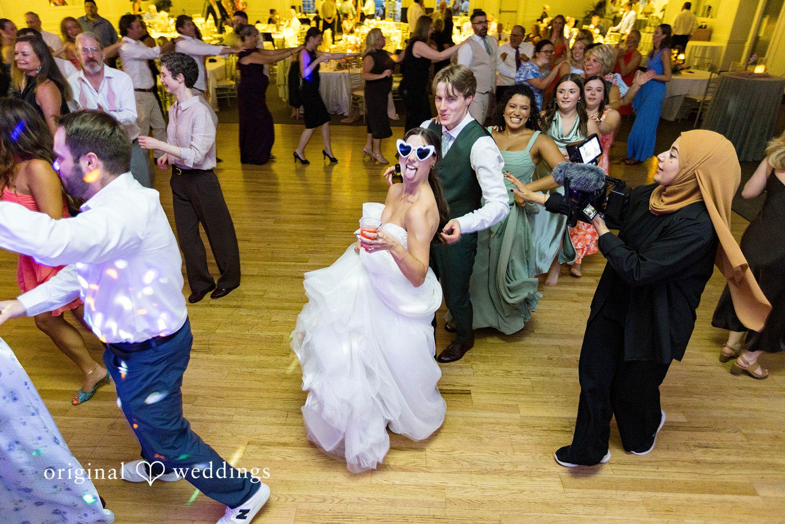 Guests dancing at the reception at Tremont Cityside Ballroom