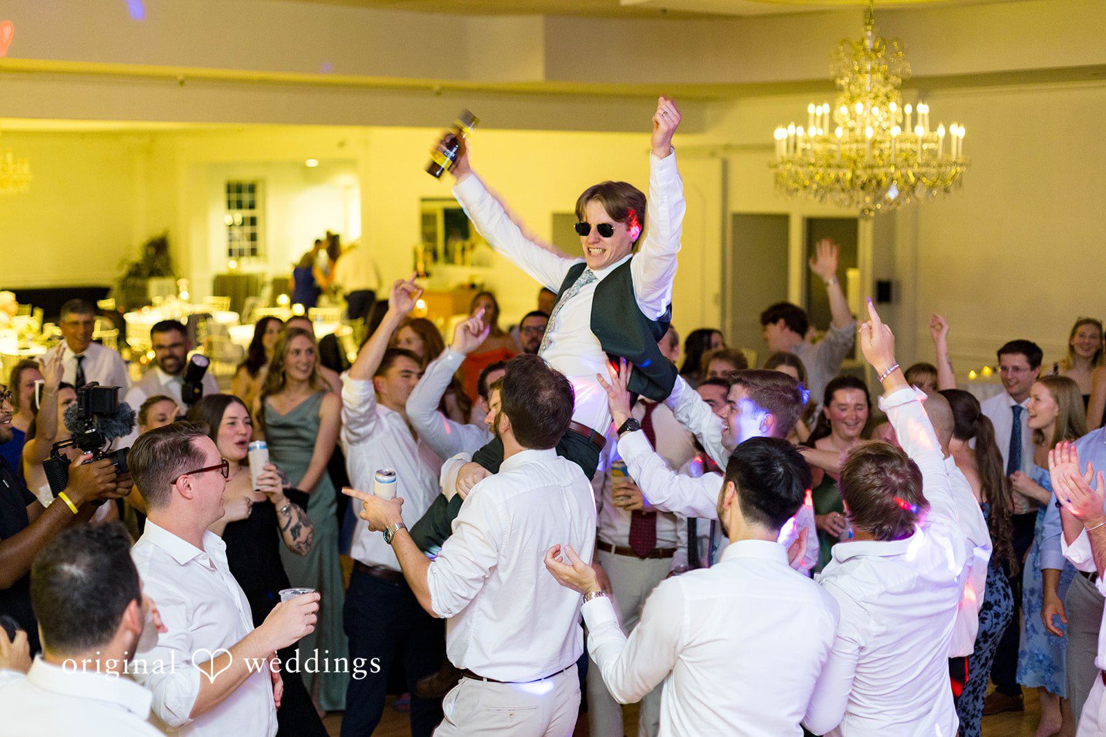 Guests celebrating on the dance floor