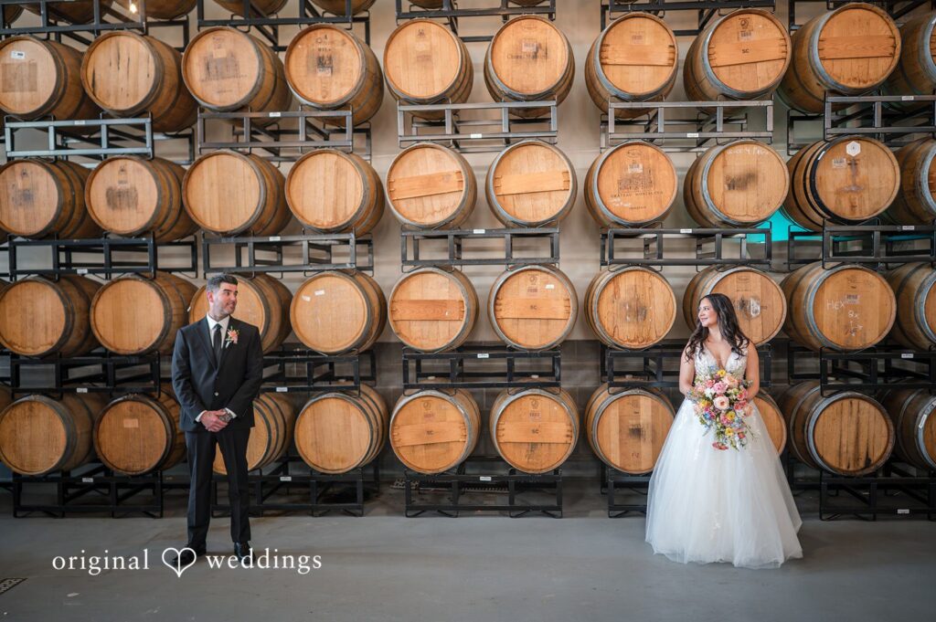 Our Hartford CT wedding photographers at Original Weddings captured a stylish portrait of the couple at Two Roads Brewing