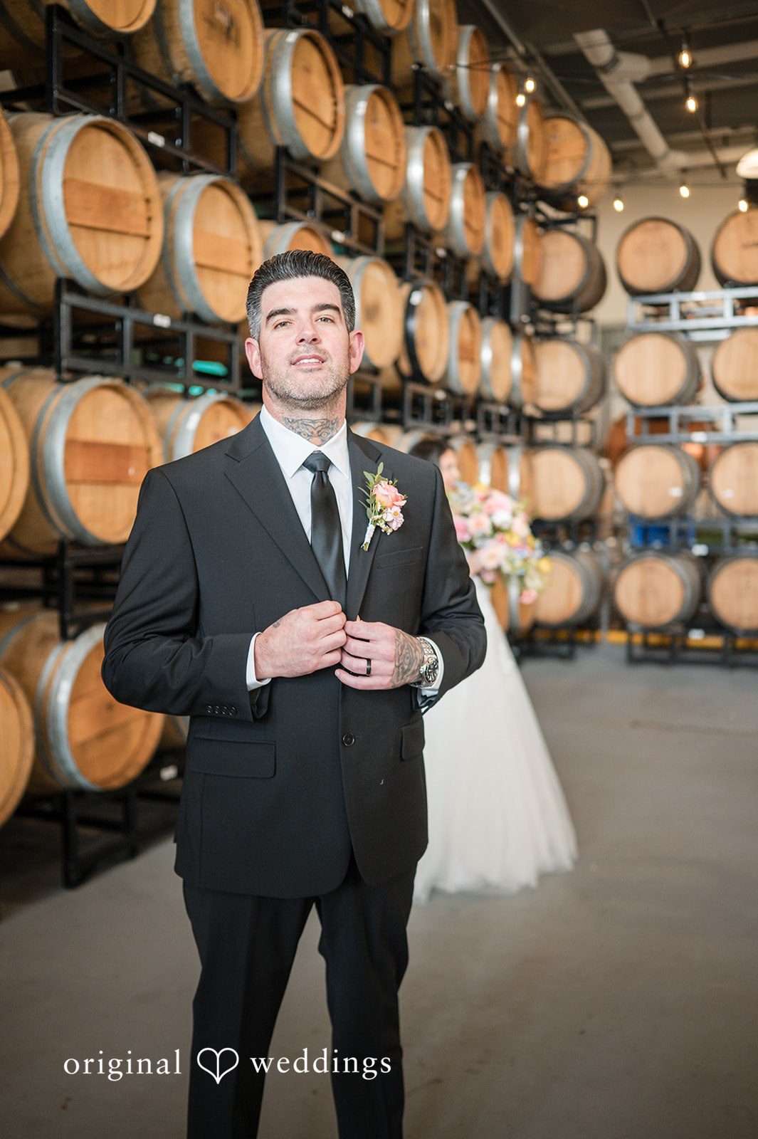 A cute portrait of the groom