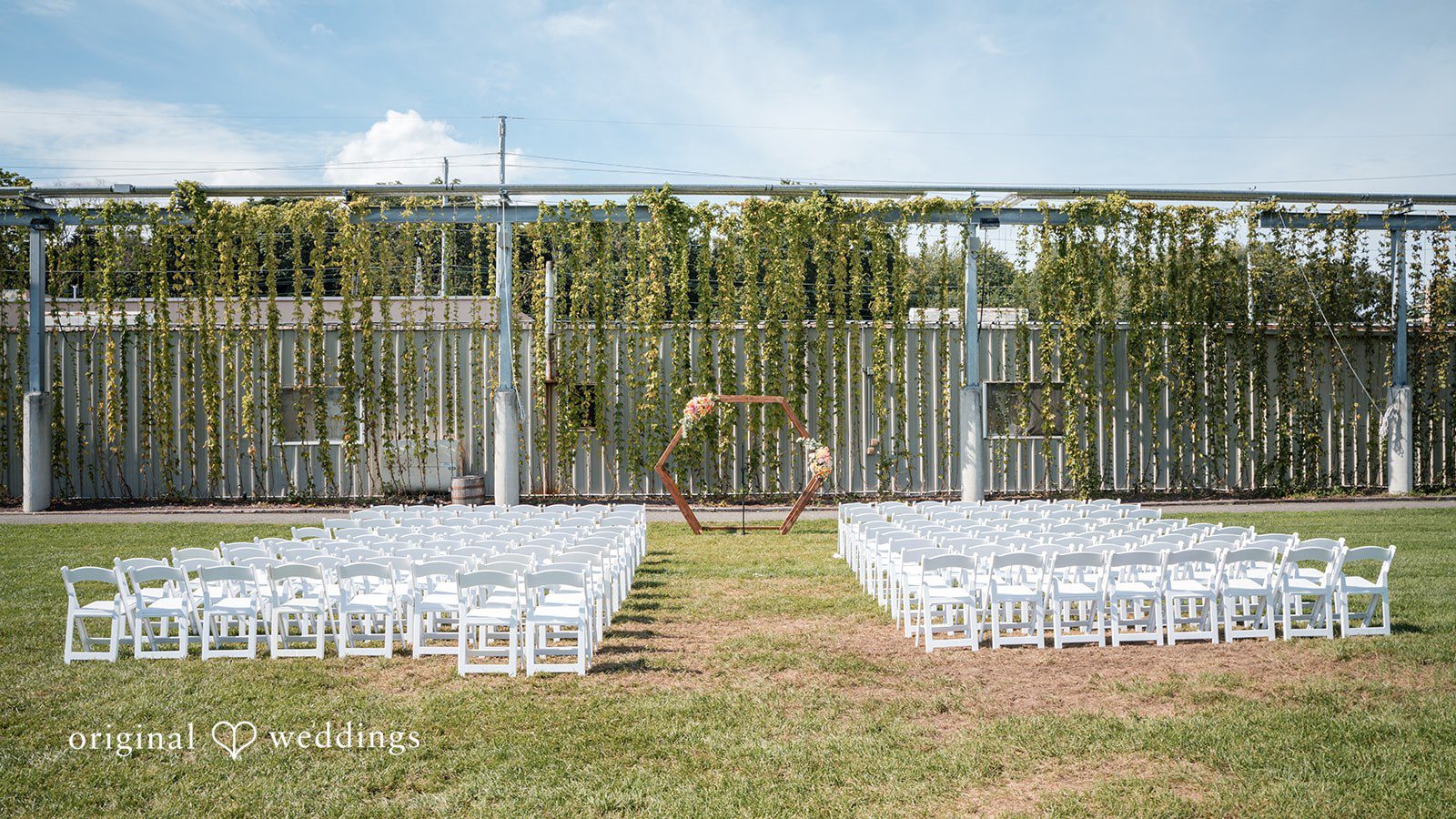 Wedding ceremony space at Two Roads Brewing