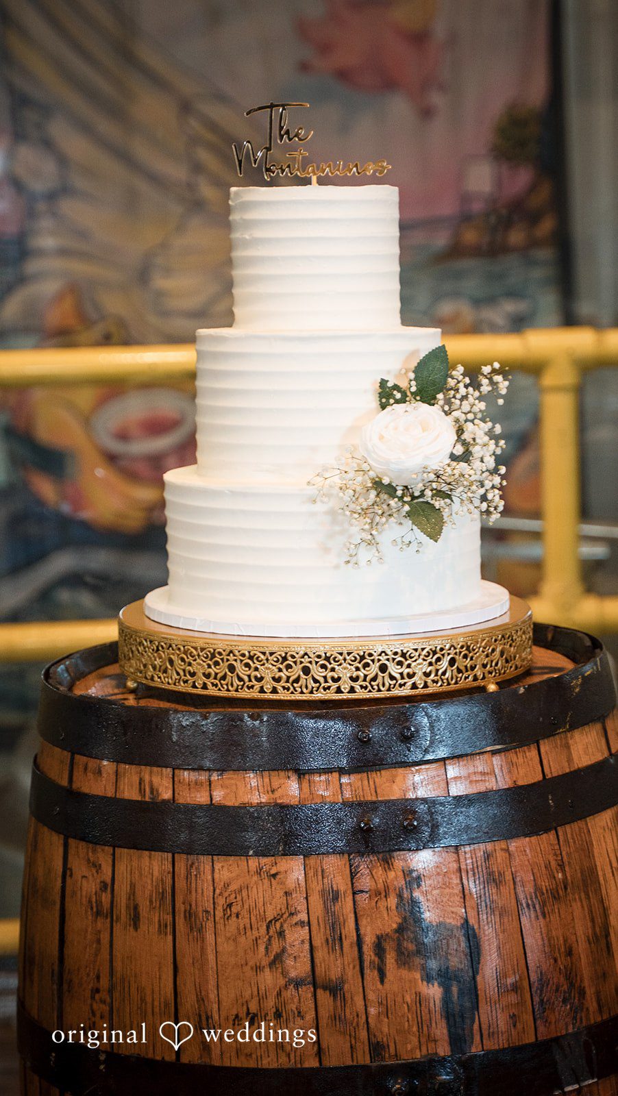 An all-white wedding cake