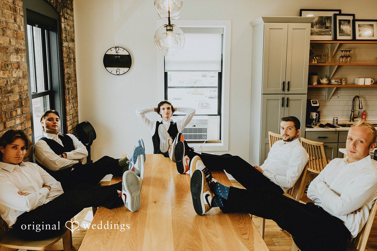 Grace + Andre Groom relaxing with his groomsmen before the wedding