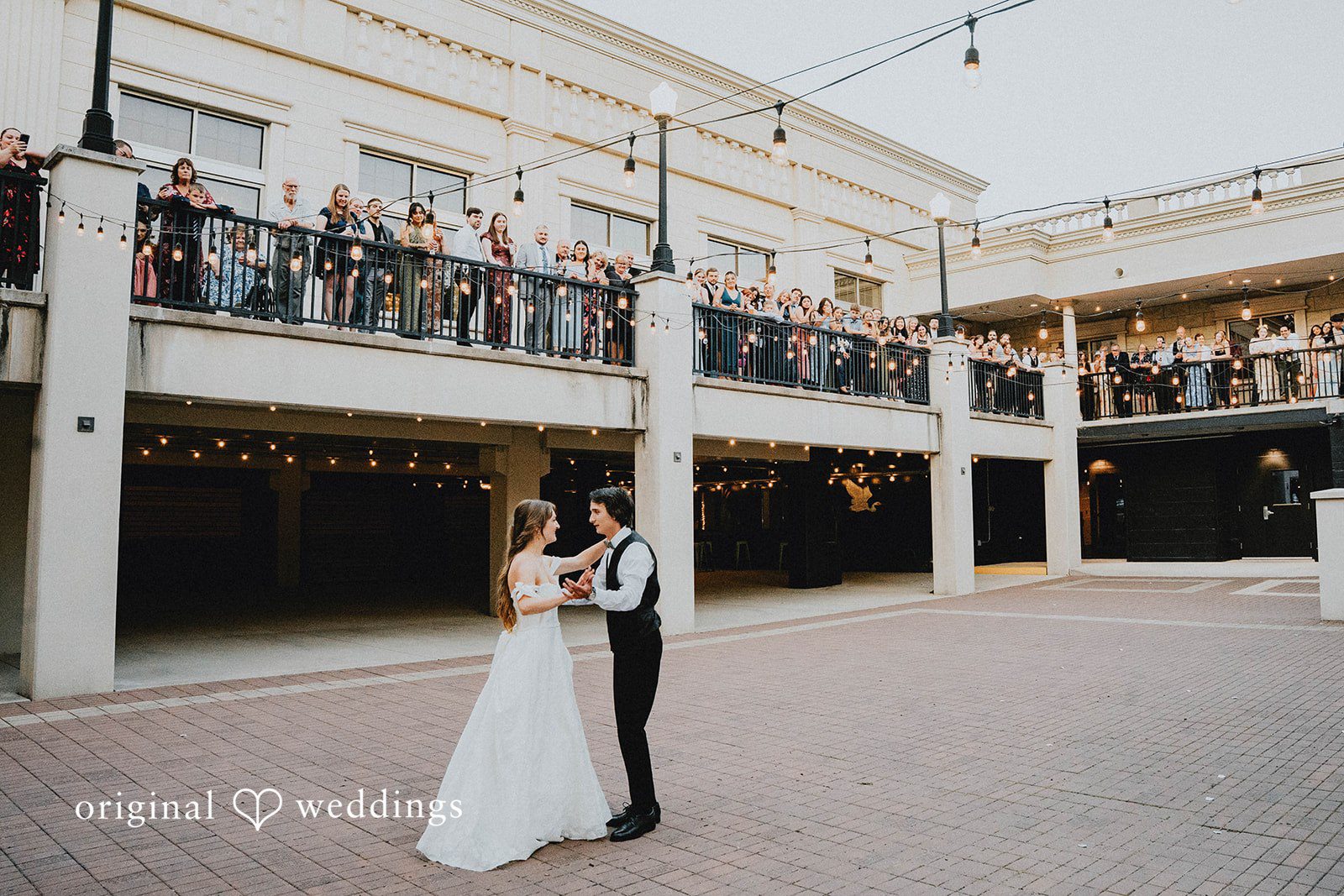 Grace + Andre Bride and groom in front of the Veterans Terrace building