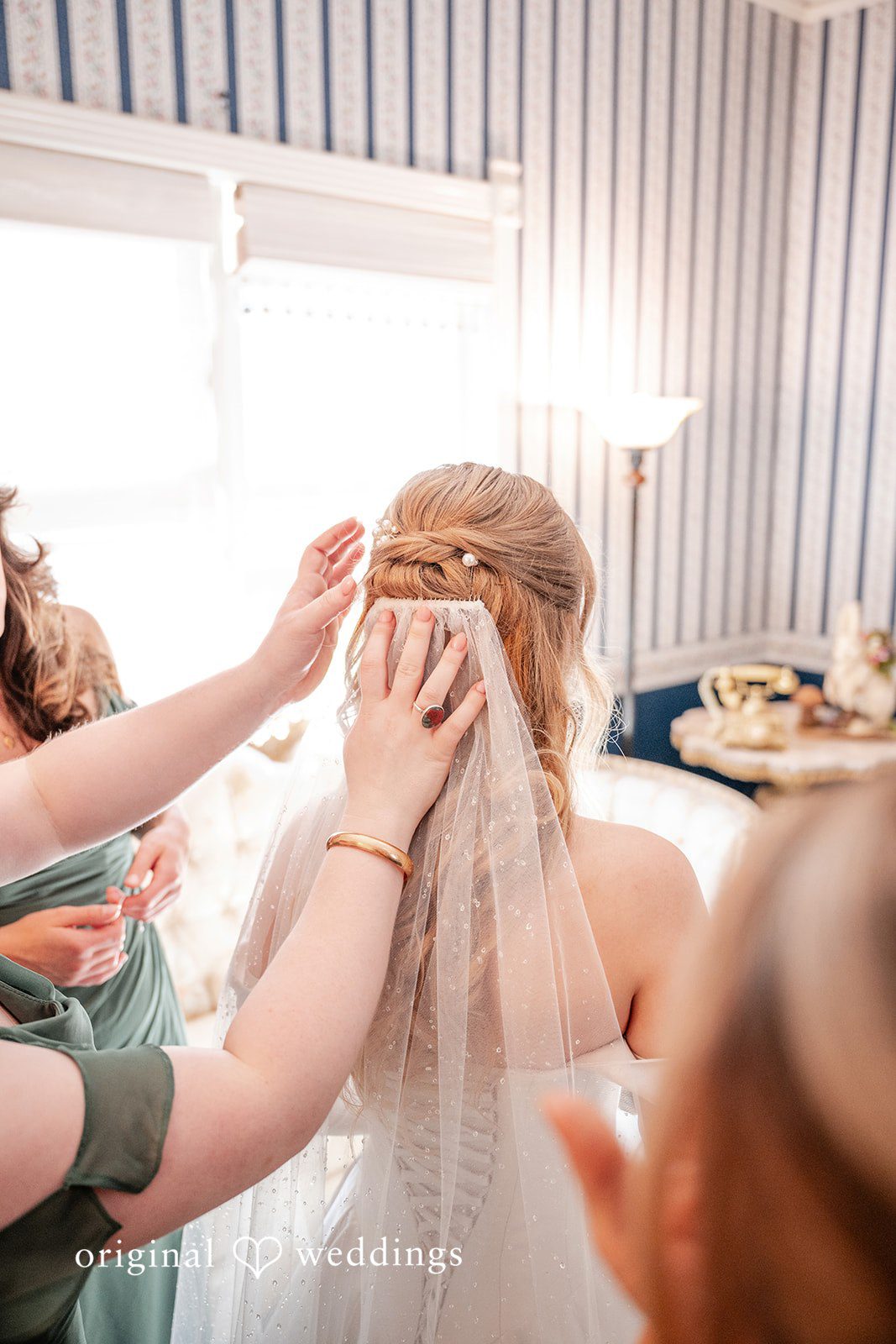 Kylie + Reymundo Veil placed on the bride before the ceremony