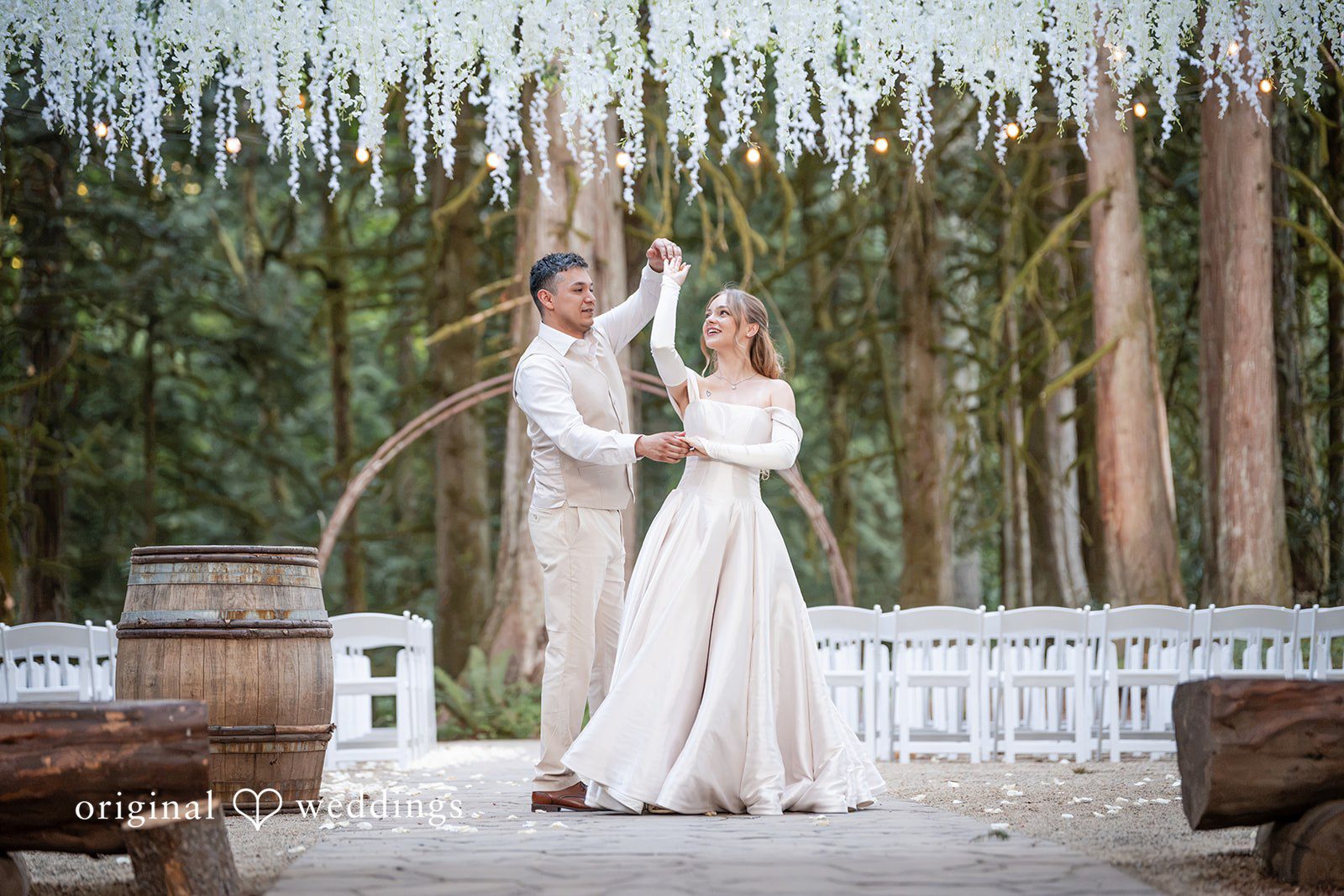Kylie + Reymundo Couple standing at the ceremony site