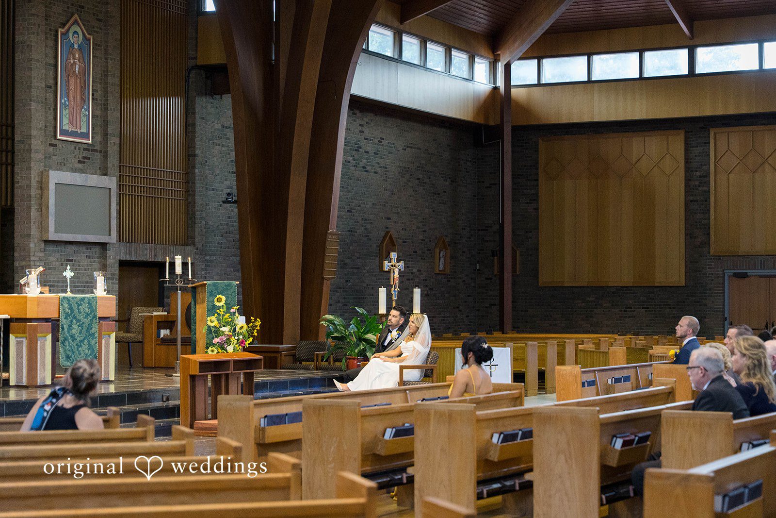Church interior during Andrew and Nicole's Vinology wedding ceremony