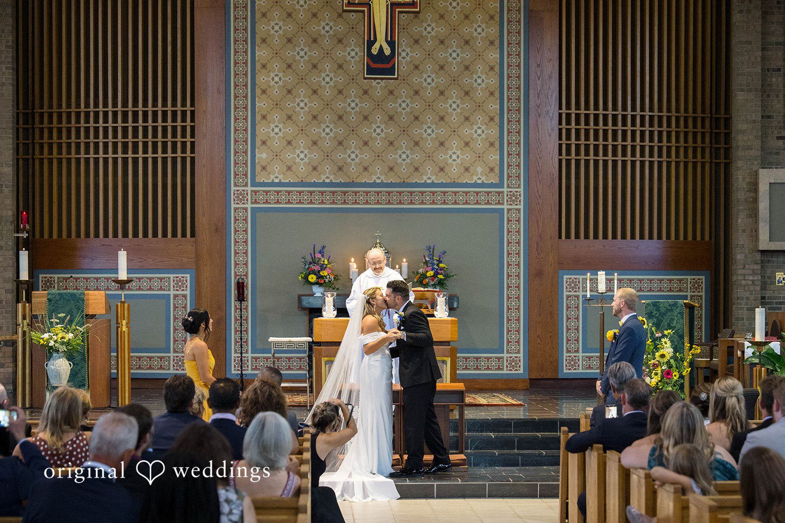 Bride and groom at the altar during the wedding ceremony