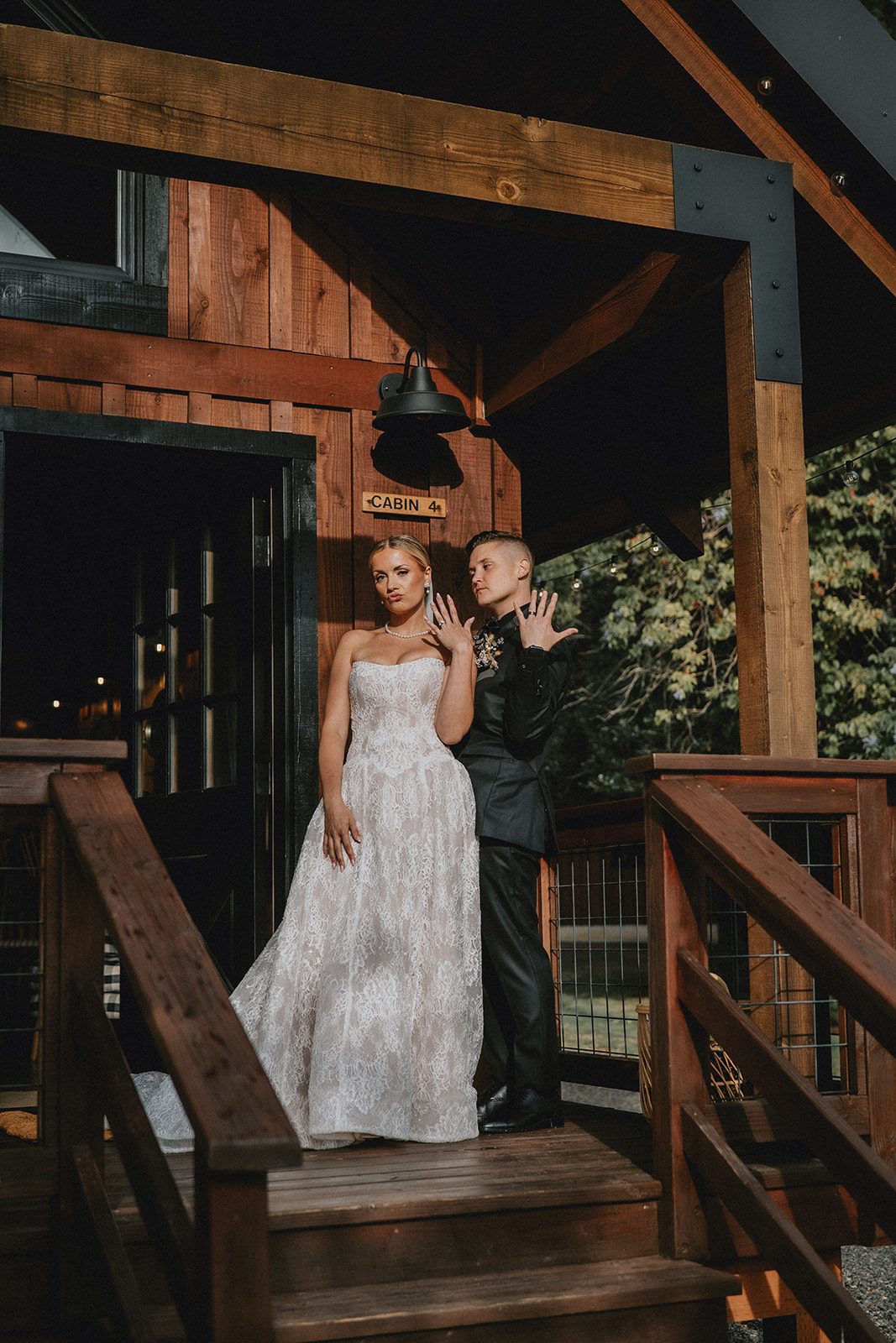wind-mountain-ranch-rustic-portland-cj-rachel-p026-05 Couple on the lodge steps at Wind Mountain Ranch
