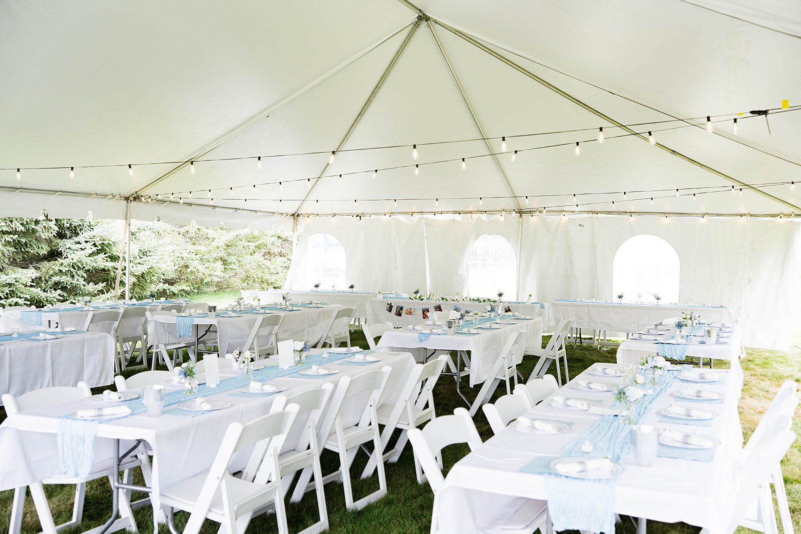 Reception tent set with tables