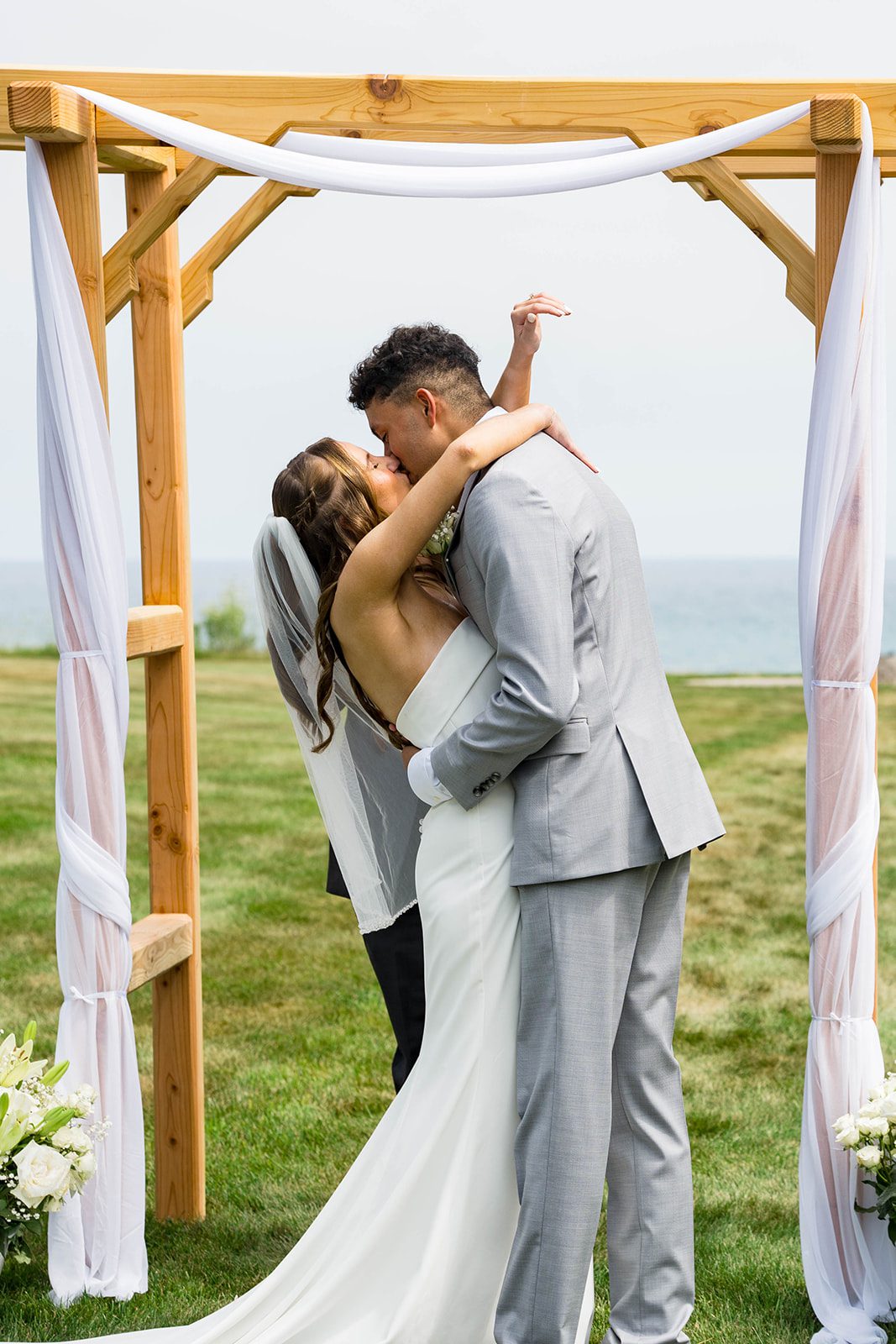 Officiant leading the outdoor ceremony