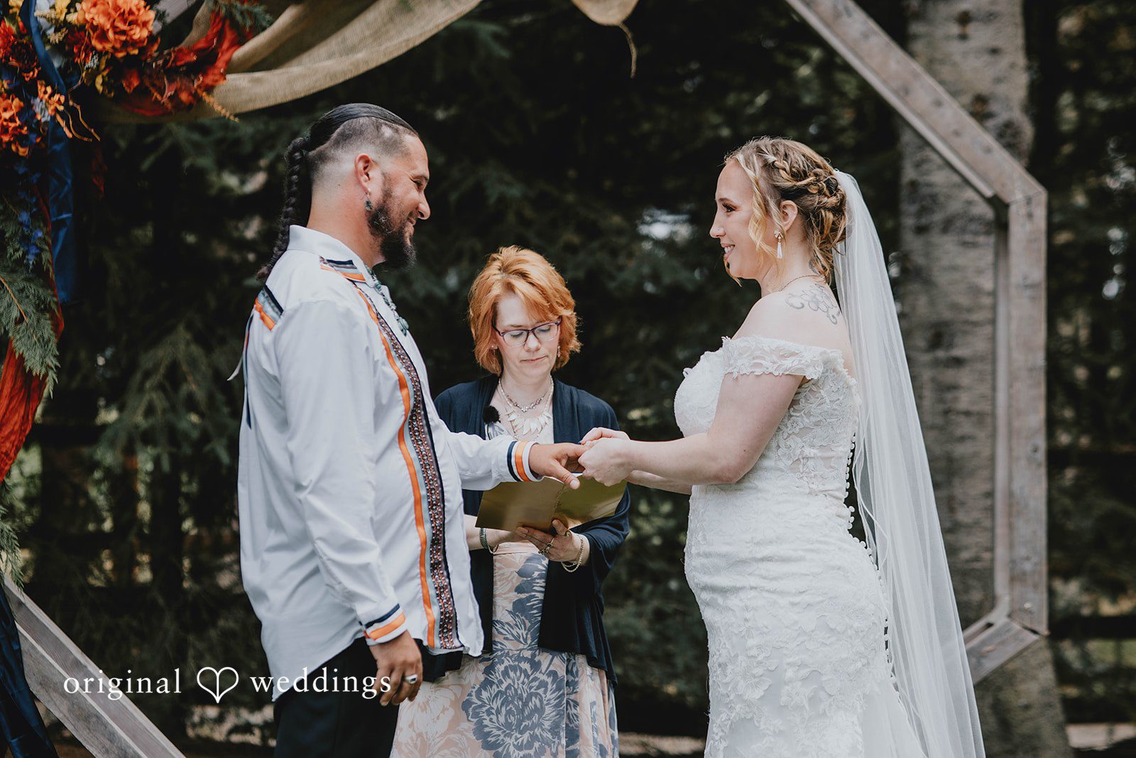 Alex + Simon Emotional ceremony moment at Woodland Meadow Farms
